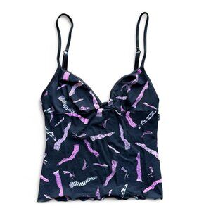 Vintage Moschino Lingerie Top with Heels and Socks Print.